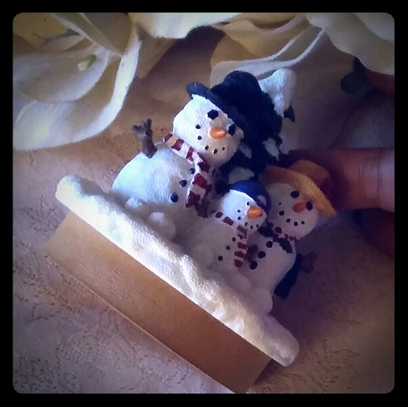 Ceramic Snowman Family Candle Topper - Picture 6 of 8